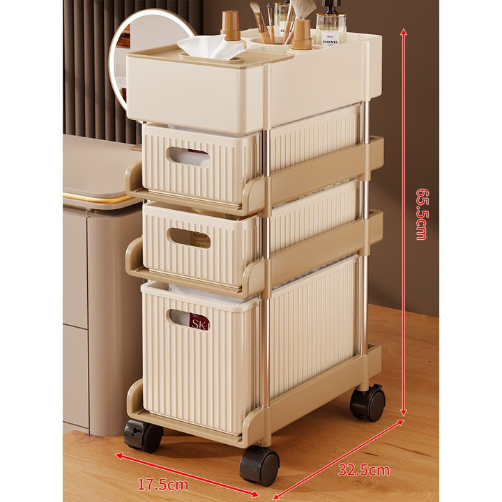 Tiered Vertical Cosmetic and Bathroom Storage Drawer Organizer with Removable Bins and Carry Handles