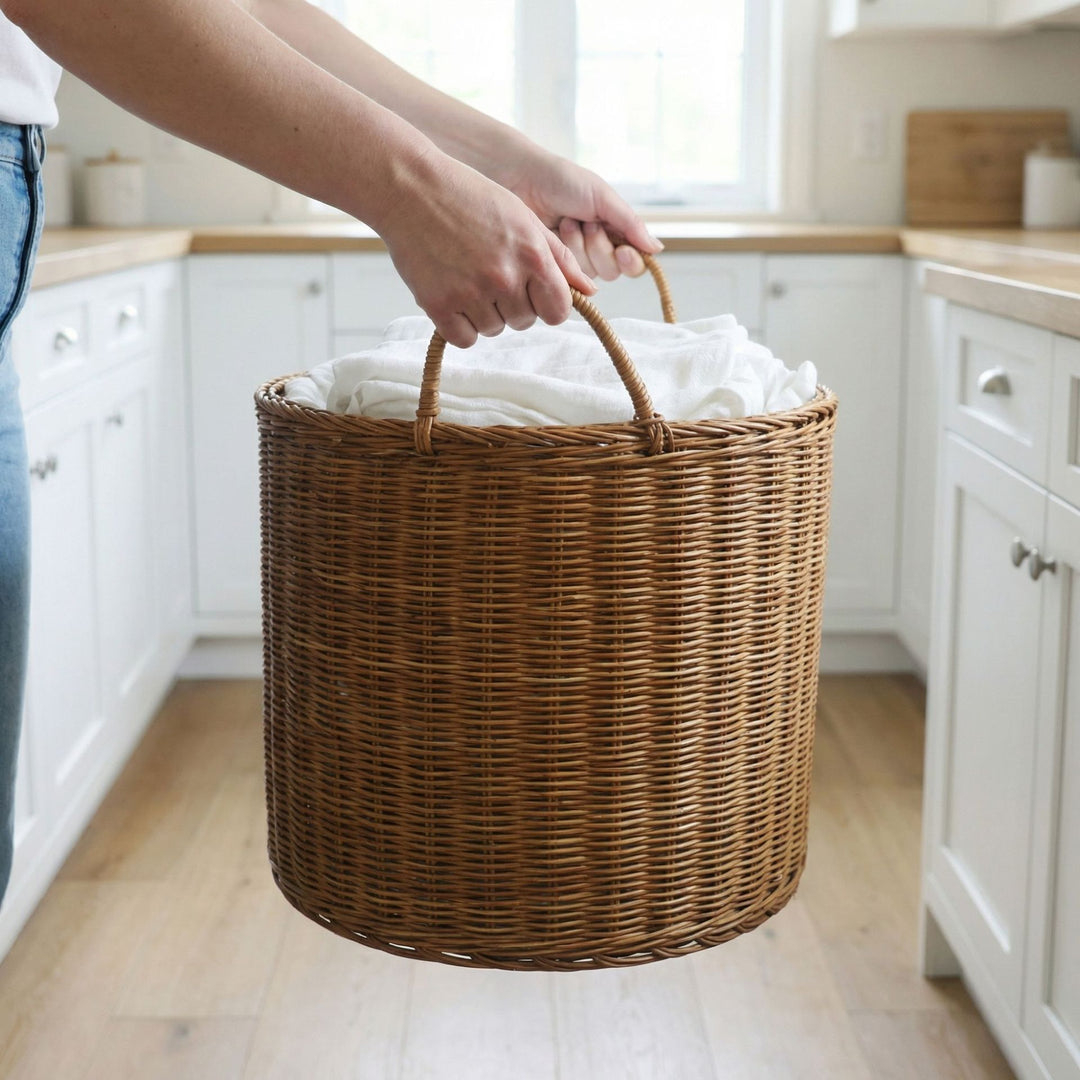 Handmade storage basket made of natural wicker