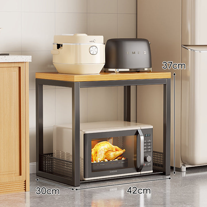 Rolling Kitchen Appliance Stand with Bamboo Top and Ventilated Mesh Shelves