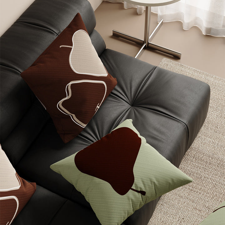 Decorative Square Cushion Cover with Minimalist Pear Silhouette and Textured Knit Fabric