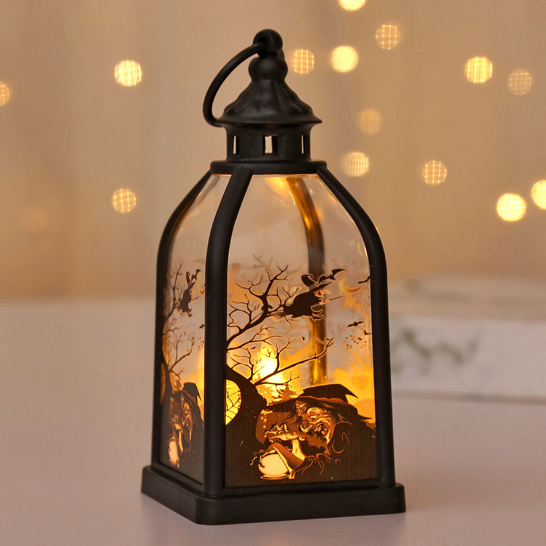 Battery-operated ghost pumpkin LED lantern