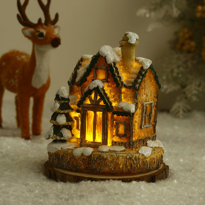 Illuminated Christmas village made of ceramic