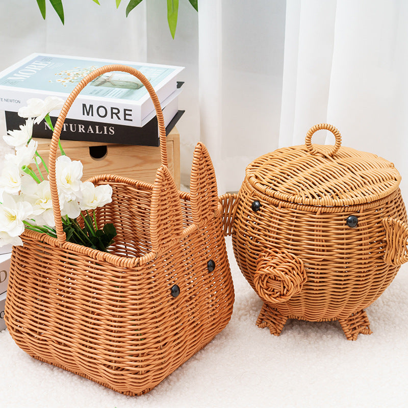 Decorative Animal-Shaped Woven Storage Basket