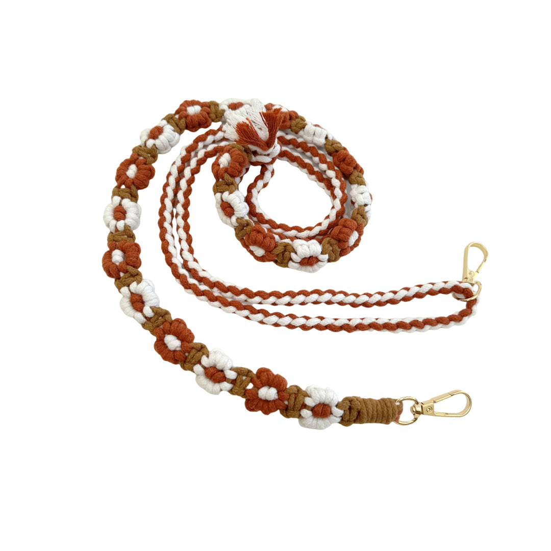 Macrame Pet Leash with Floral Detailing