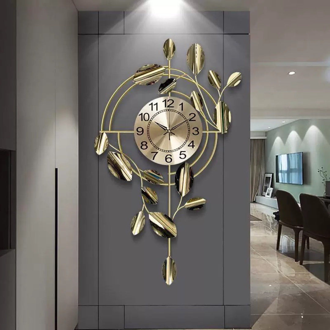 Decorative Wall Clock with Leaf Design
