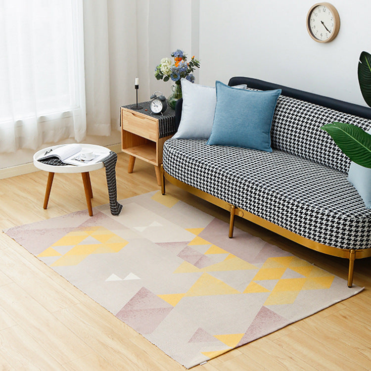 Round Decorative Living Room Carpet with Modern Geometric Pattern