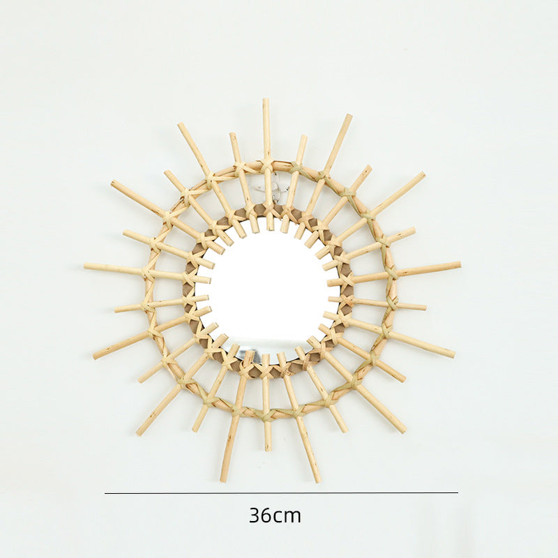 More Elegant Round Wall Mirror Made of Natural Rattan