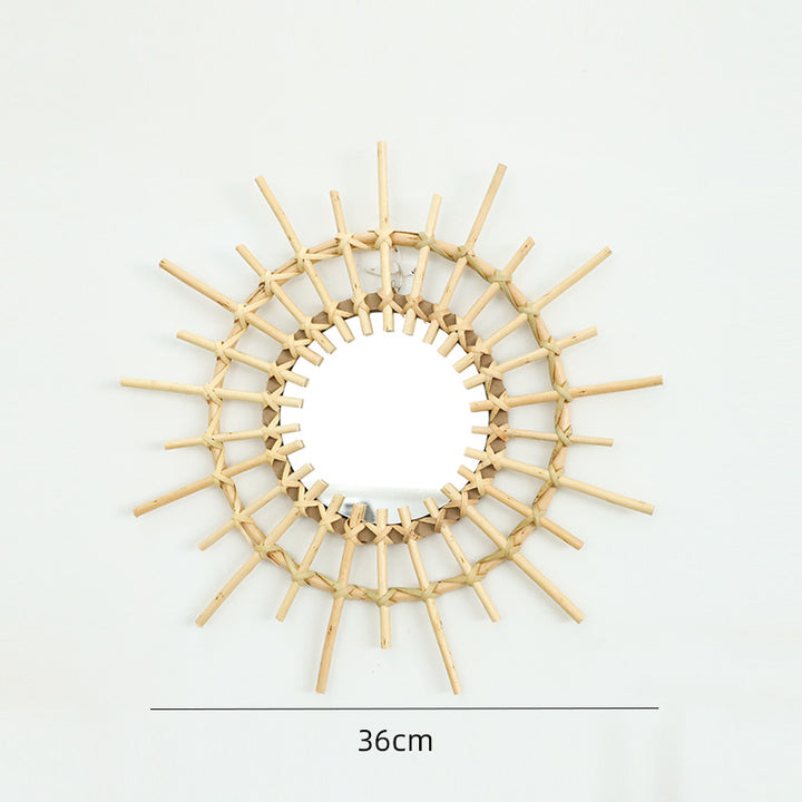 More Elegant Round Wall Mirror Made of Natural Rattan