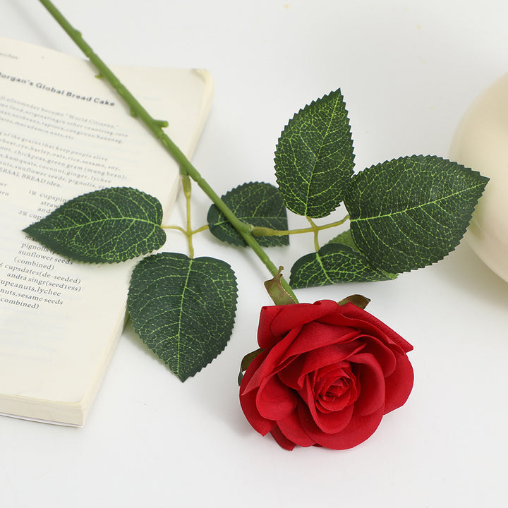 Artificial Silk Rose with Leaves