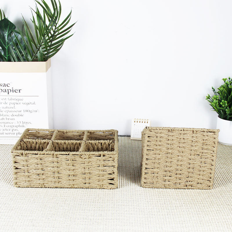 Multi-Sectional Woven Storage Basket