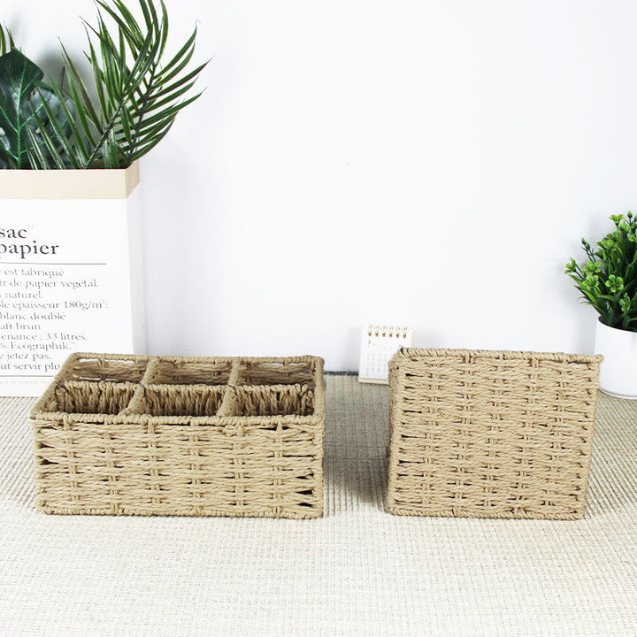 Multi-Sectional Woven Storage Basket