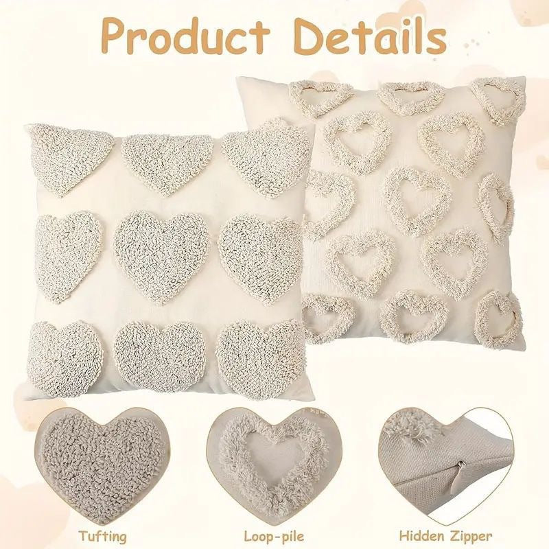 Textured Heart Pattern Throw Pillow