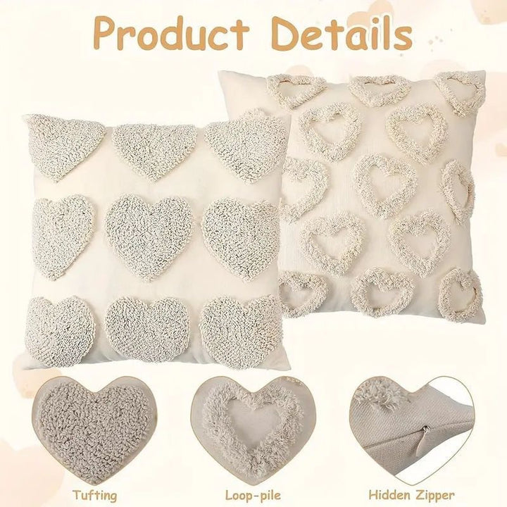 Textured Heart Pattern Throw Pillow