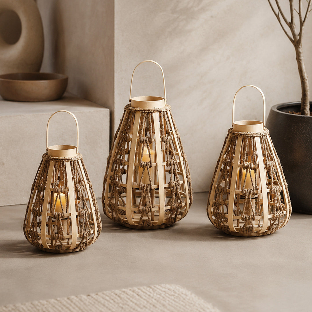 Decorative lantern made of rattan