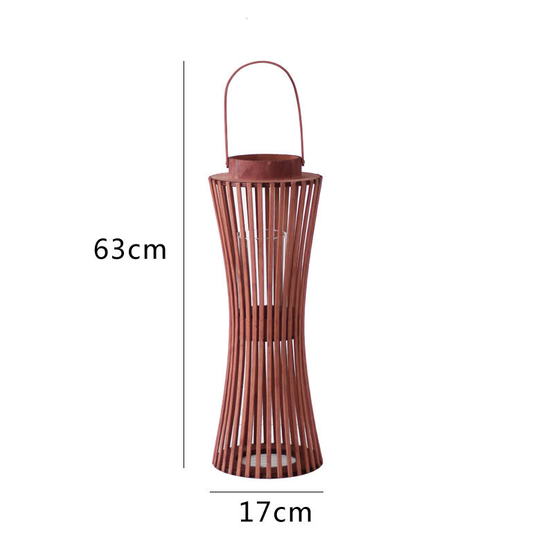 Elegant lantern made of woven wood