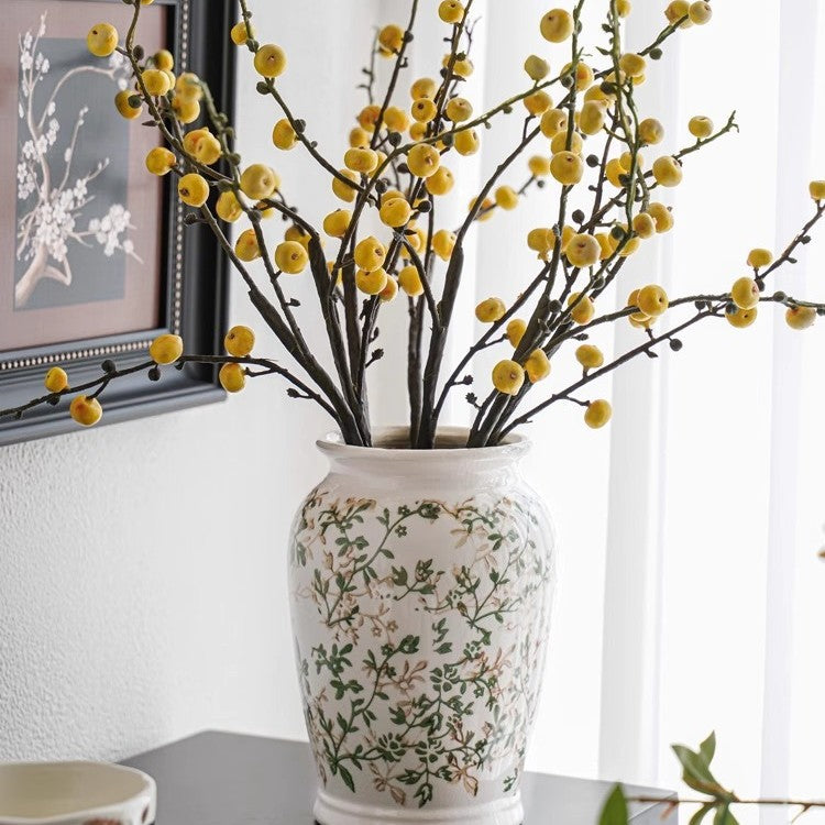 Handcrafted ceramic vase with floral motifs