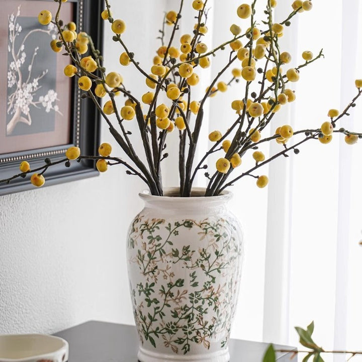 Handcrafted ceramic vase with floral motifs