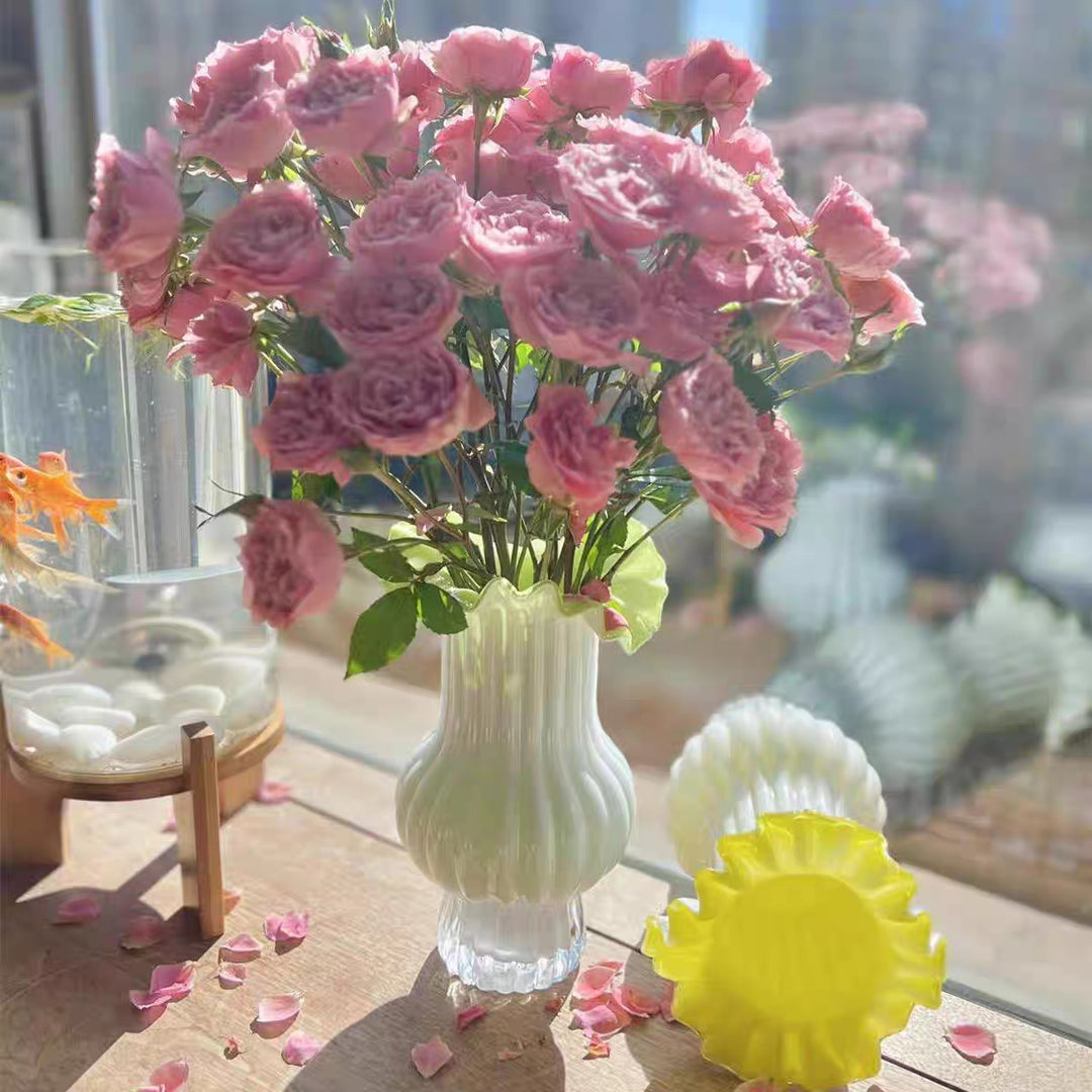 Decorative Ribbed Glass Vase