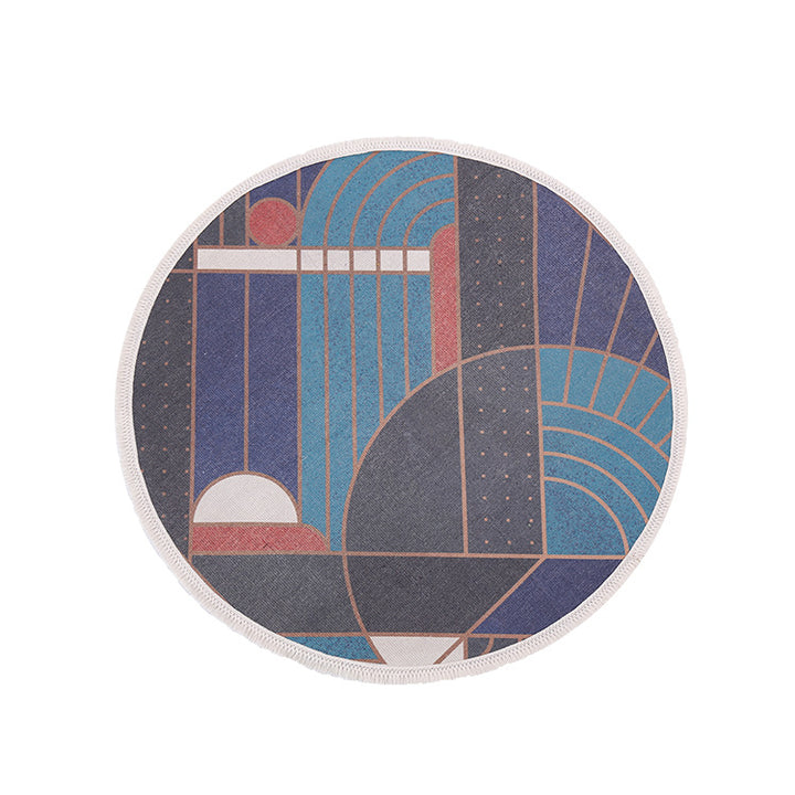 Round Decorative Living Room Carpet with Modern Geometric Pattern