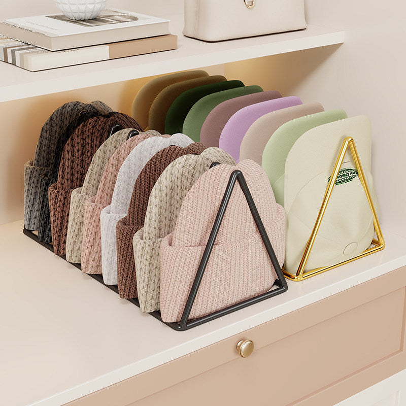 Triangular Metal Beanie and Knit Hat Organizer Rack