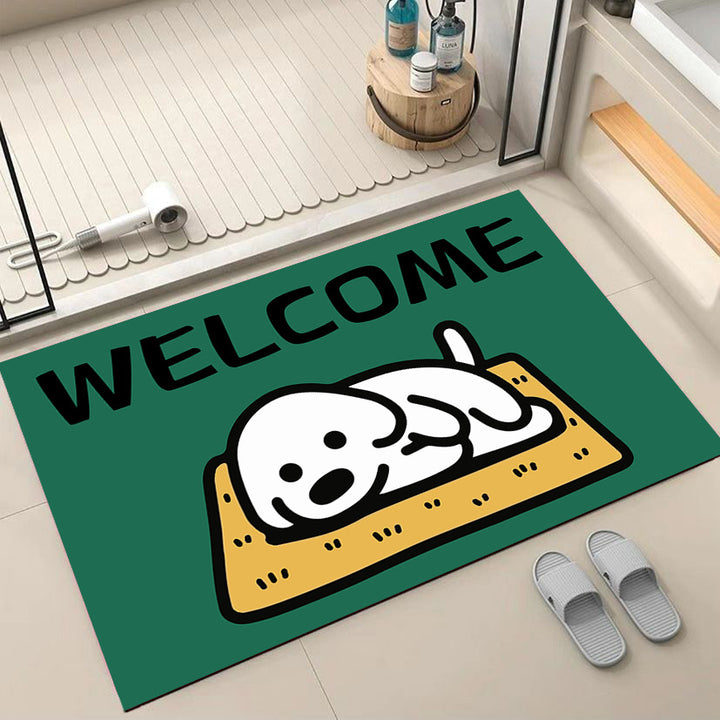 Cartoon Dog-Themed Welcome Mat