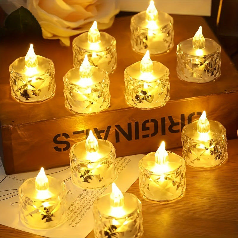 Flameless Crystal Faceted LED Tealight Candle Set