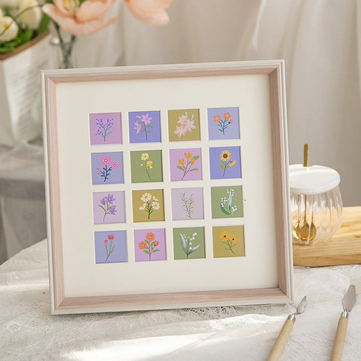 Framed Floral Art Collage Display for Home