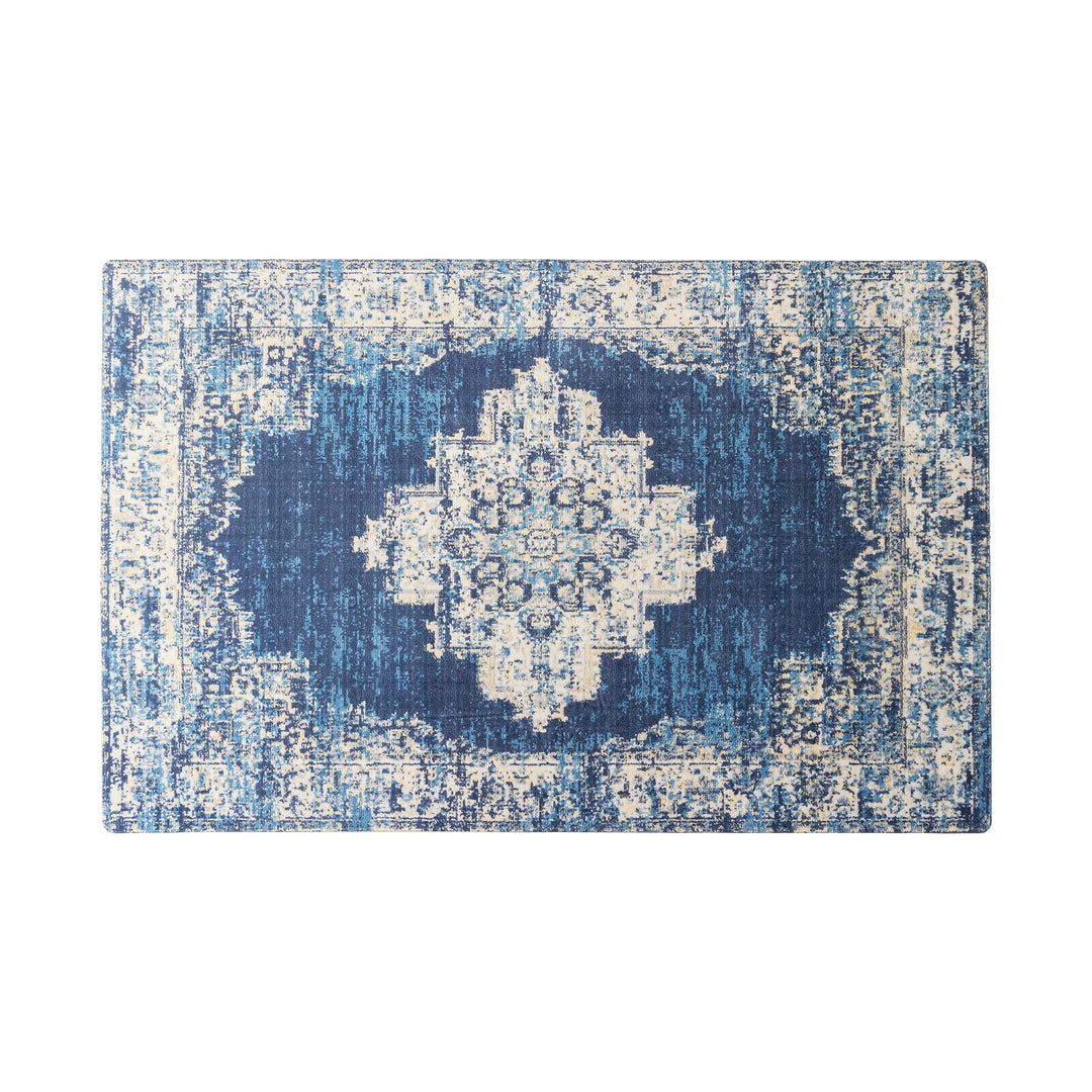 Living room rug in oriental suzani style with fine border