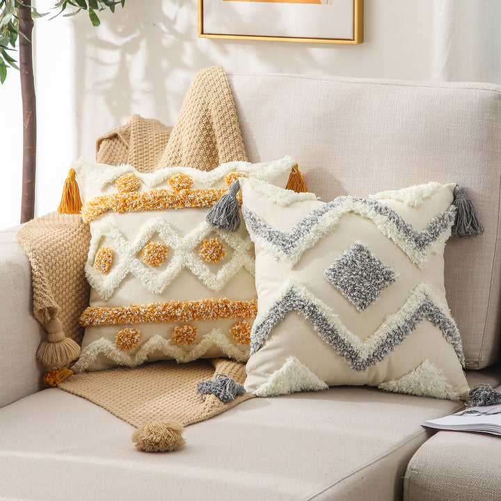 Geometric Textured Decorative Pillow