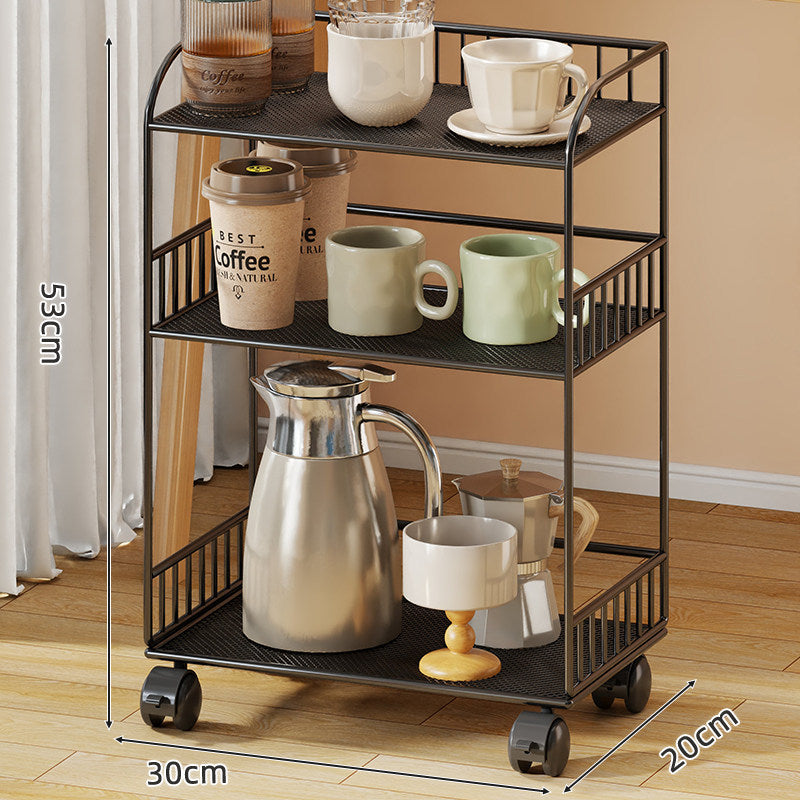 Compact Two-Shelf Mobile Kitchen & Home Service Trolley with Perforated Metal Shelves