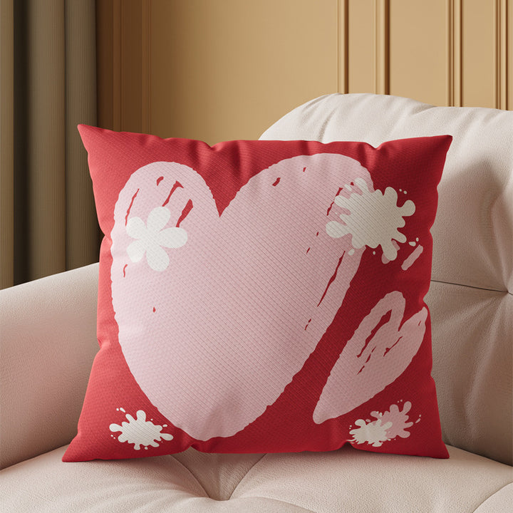 Decorative Square Throw Pillow Cover with Oversized Floral Graphic and Textured Woven Finish
