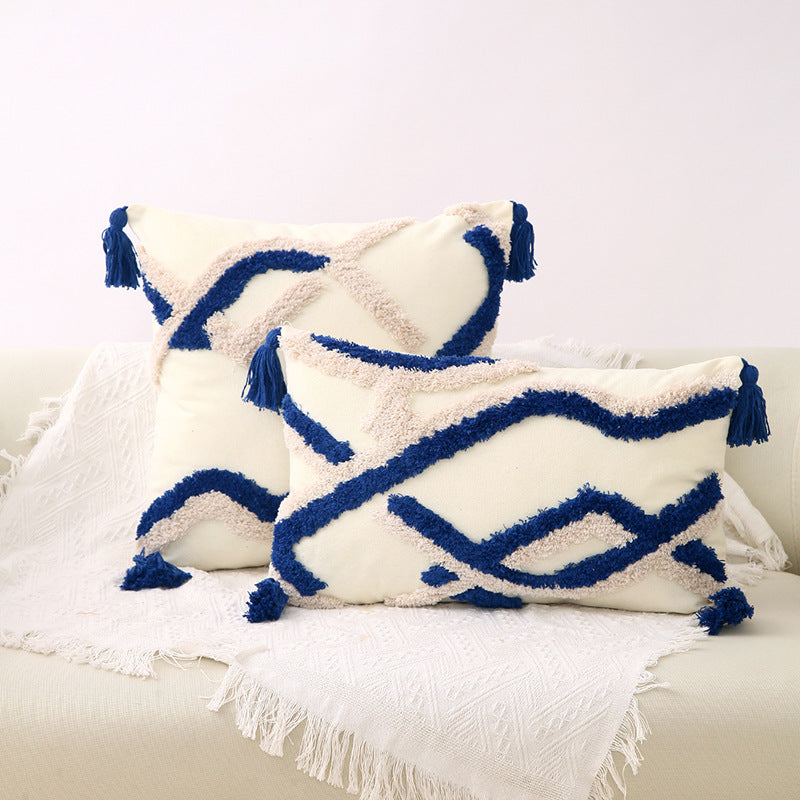 Textured Geometric Throw Pillow for Bedroom Decor