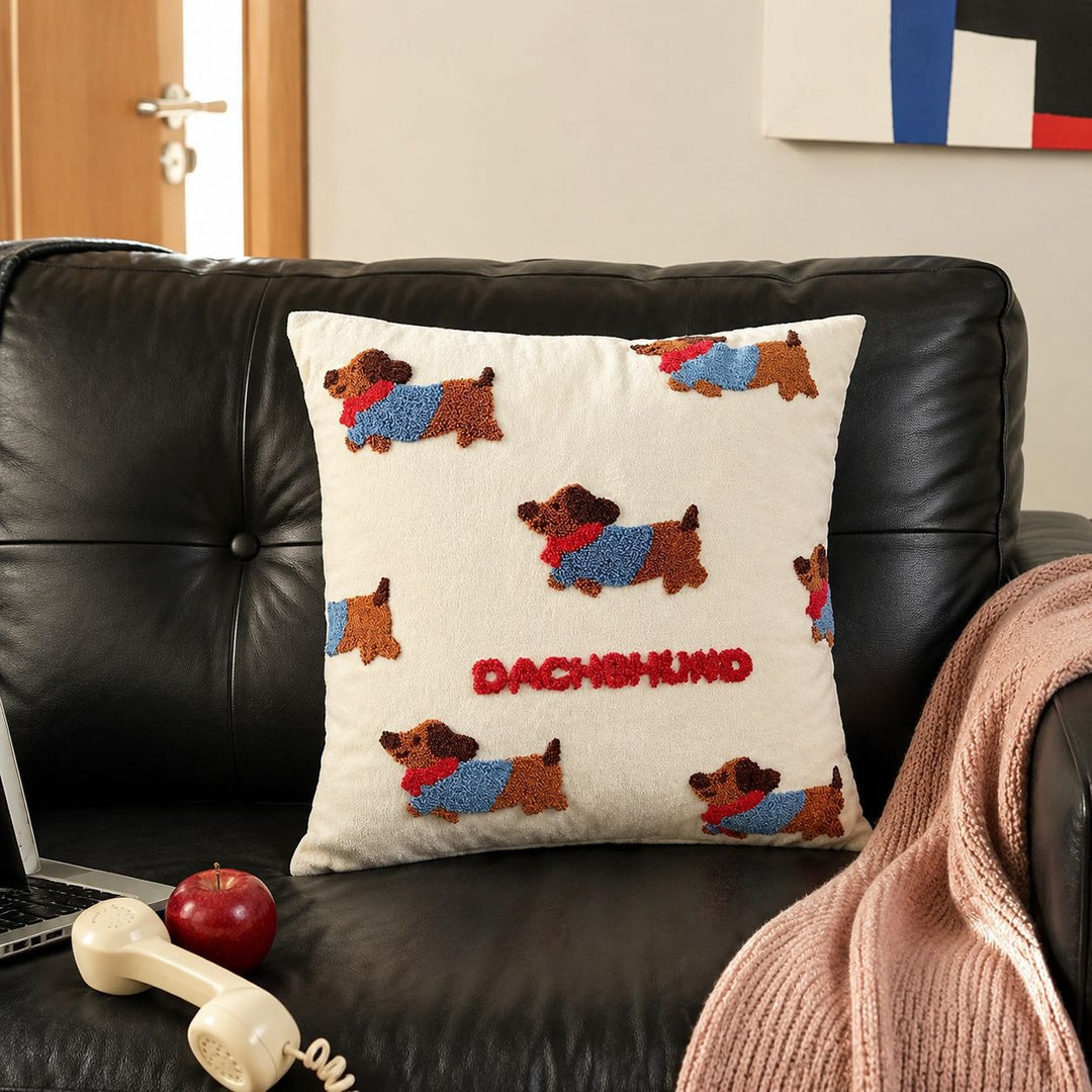 Decorative Dog-Themed Accent Cushion