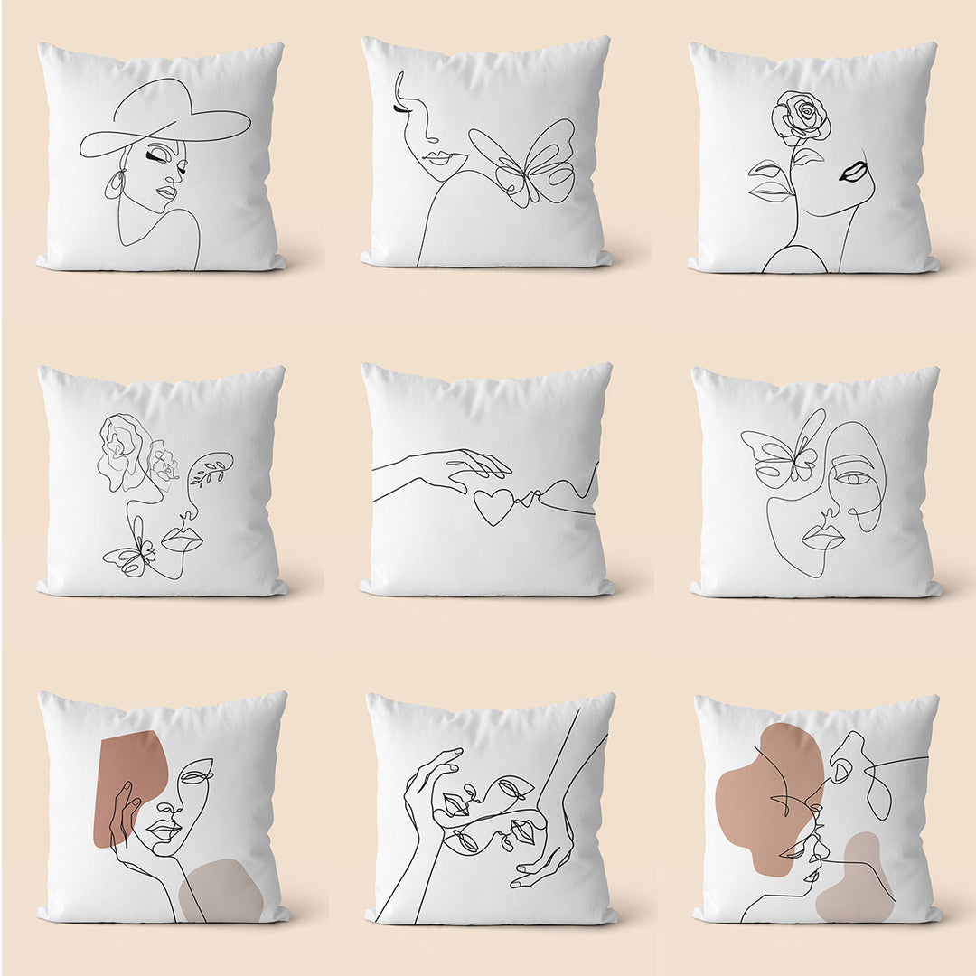 Artistic Line Drawing Throw Pillow