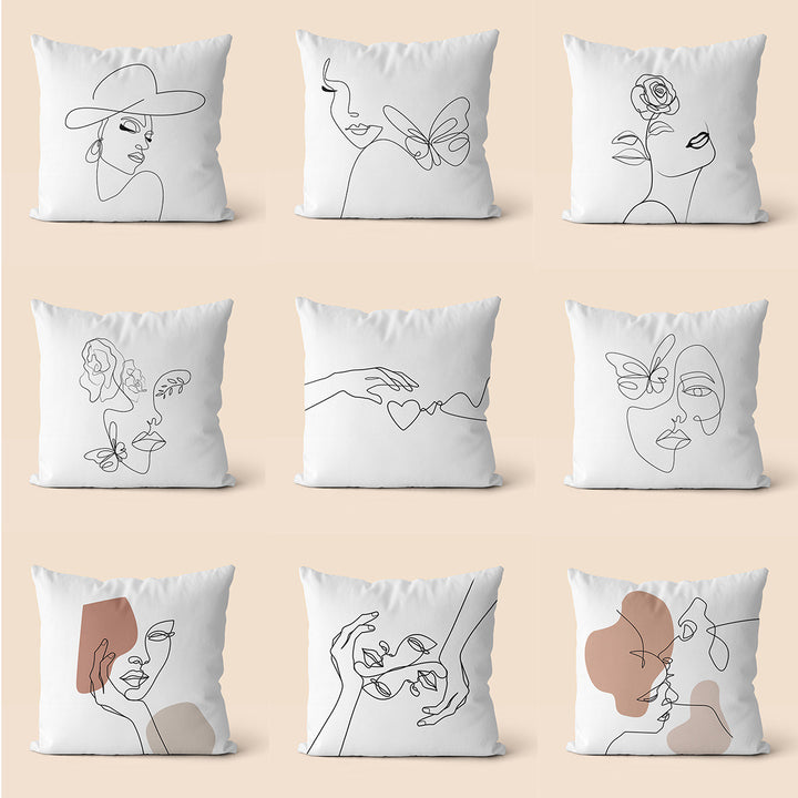 Artistic Line Drawing Throw Pillow