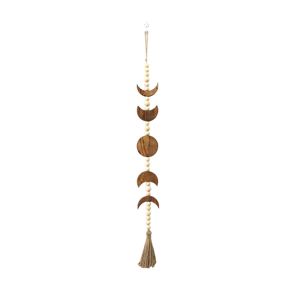 Decorative wall hanging with geometric wooden shapes