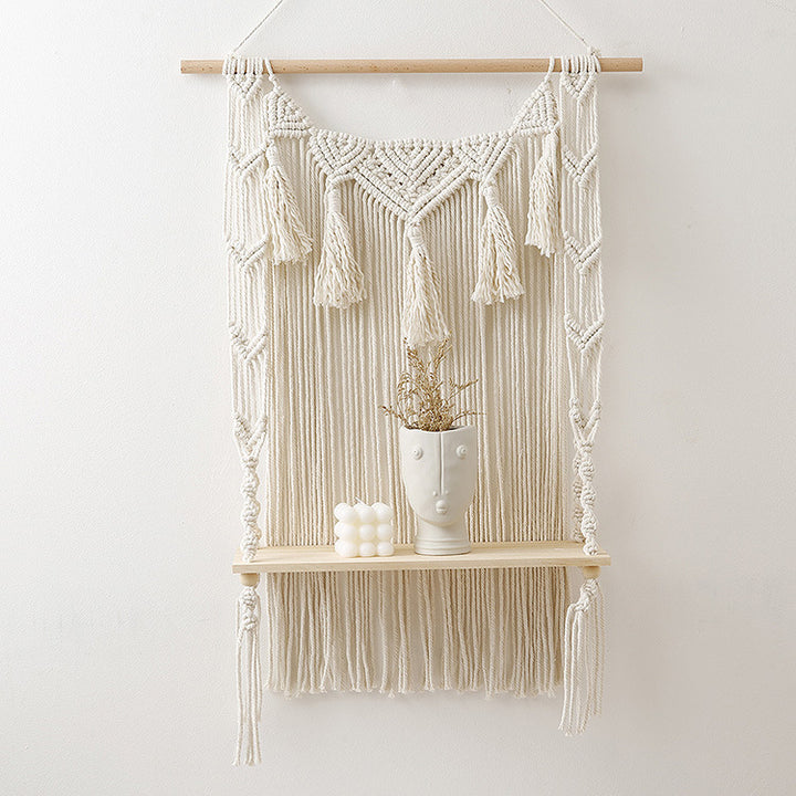 Macrame Wall Shelf Organizer with Bohemian Design