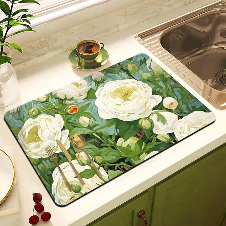 Decorative Floral Kitchen Mat