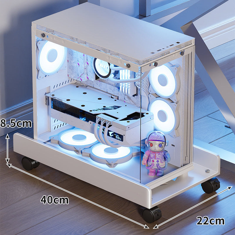 Mobile Desktop PC Tower Rolling Stand with Raised Anti-Slip Platform and Locking Swivel Casters