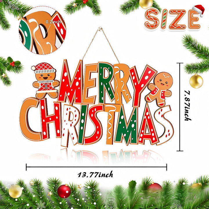 Decorative wooden sign with winter motifs