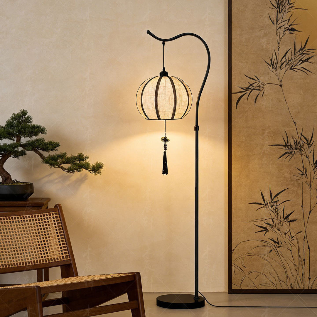 Oriental-inspired floor lamp