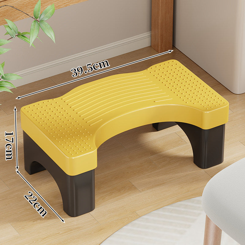 Curved Non-Slip Plastic Footstool Step Stool with Textured Anti-Skid Surface and Reinforced Legs