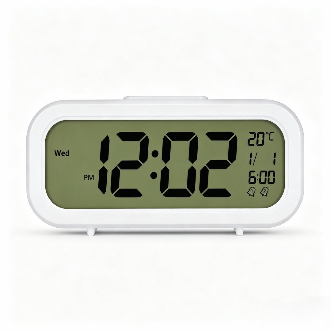Digital alarm clock with temperature sensor and large LED display