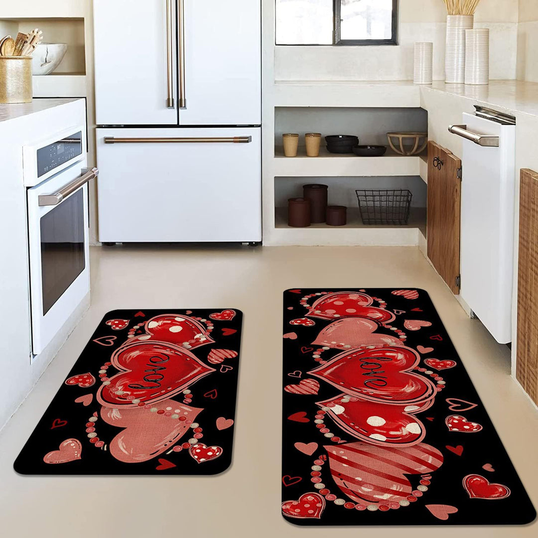 Heart-Themed Kitchen Runner Mat