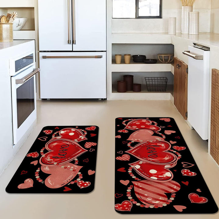 Heart-Themed Kitchen Runner Mat