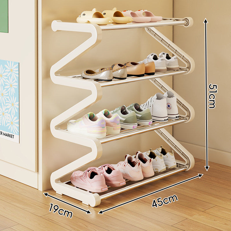 Compact Z-Shaped Multi-Tier Space-Saving Shoe Rack Organizer