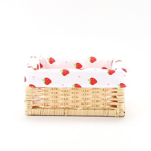 Storage basket with decorative strawberry fabric