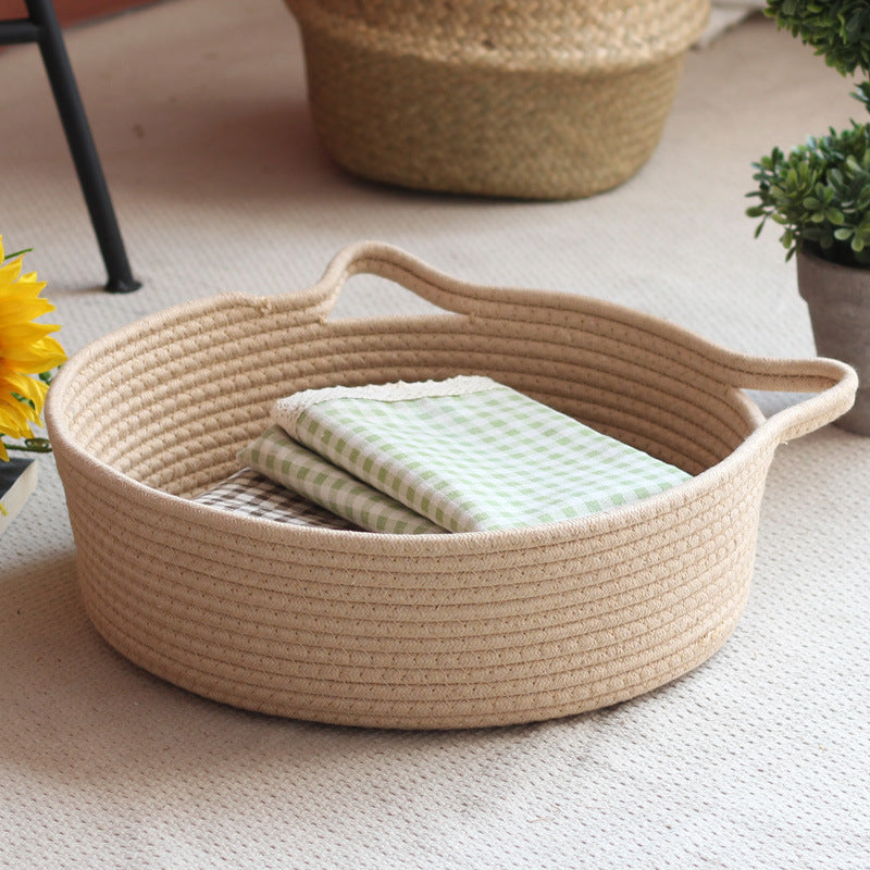 Handcrafted storage basket with handles