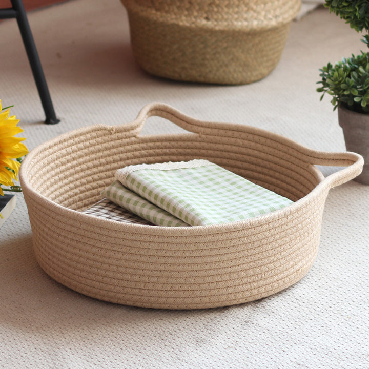 Handcrafted storage basket with handles