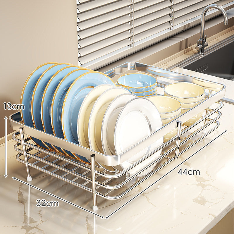 Stainless Steel Plate and Bowl Drying Rack with Removable Drip Tray